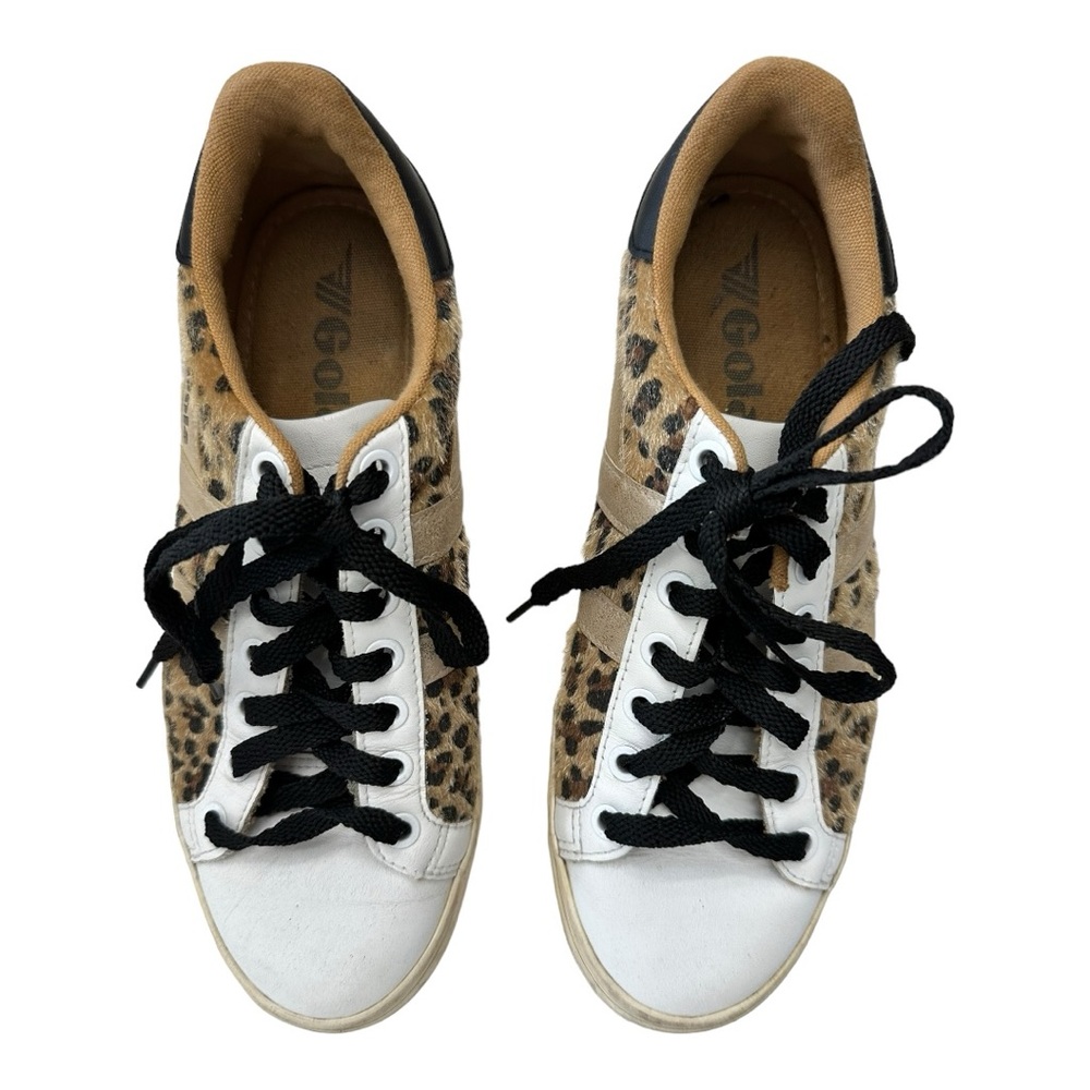 Gola Leopard Print Leather Sneakers in White, Tan, Black